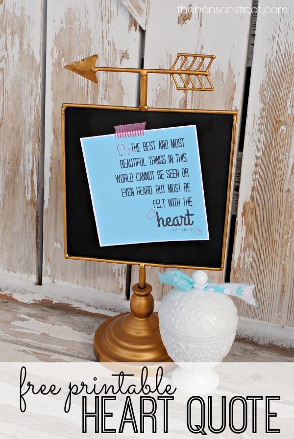 Free Printable Heart Quote for Valentine's Day by Helen Keller at thebensonstreet.com