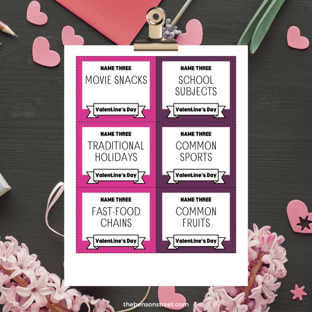 Valentine 5 Second Game: Free Printable Valentine's Day Game - The ...
