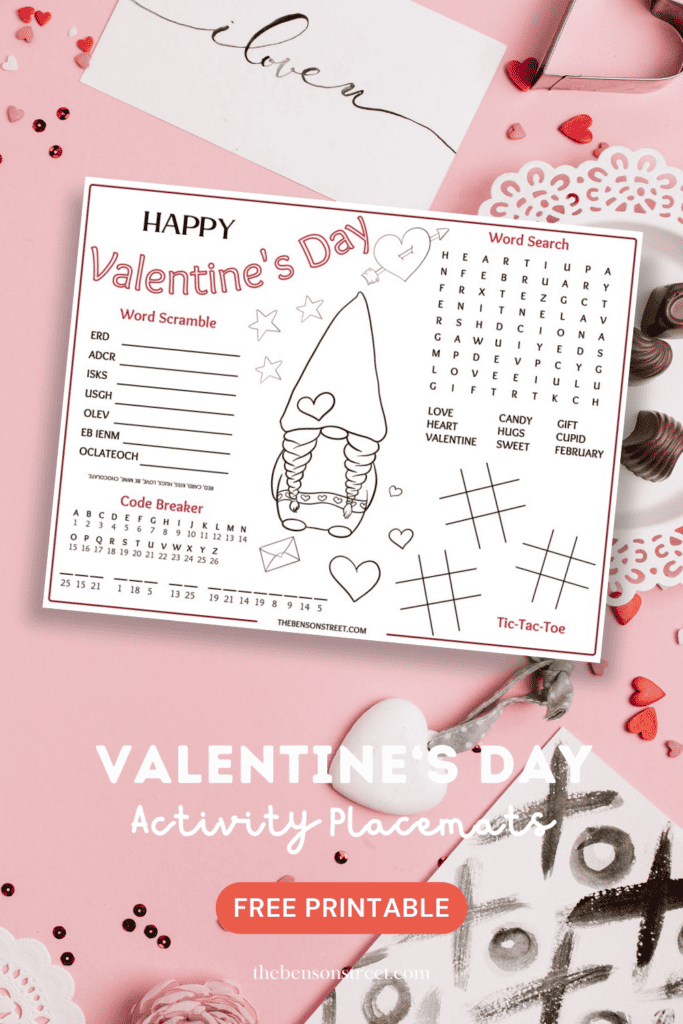 Free Printable Valentine Placemat Coloring Activity for Kids - The ...