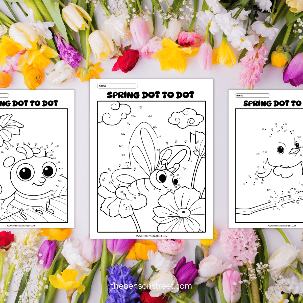 Free Spring Dot to Dot Printable Activity Worksheets