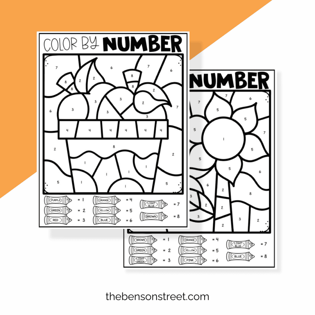 Free Printable Color by Number Fall Worksheets - The Benson Street