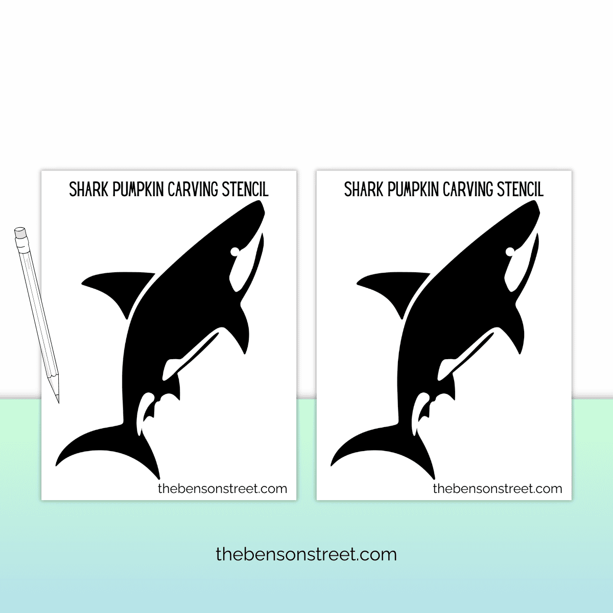 Free Printable Shark Pumpkin Stencil for Easy Carving - The Benson Street