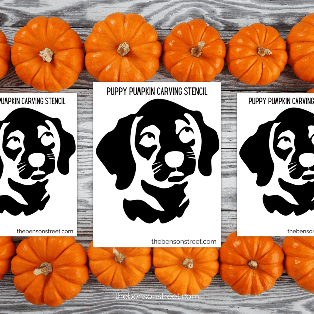 Free Printable Puppy Pumpkin Stencil for Carving Pumpkins - The Benson Street