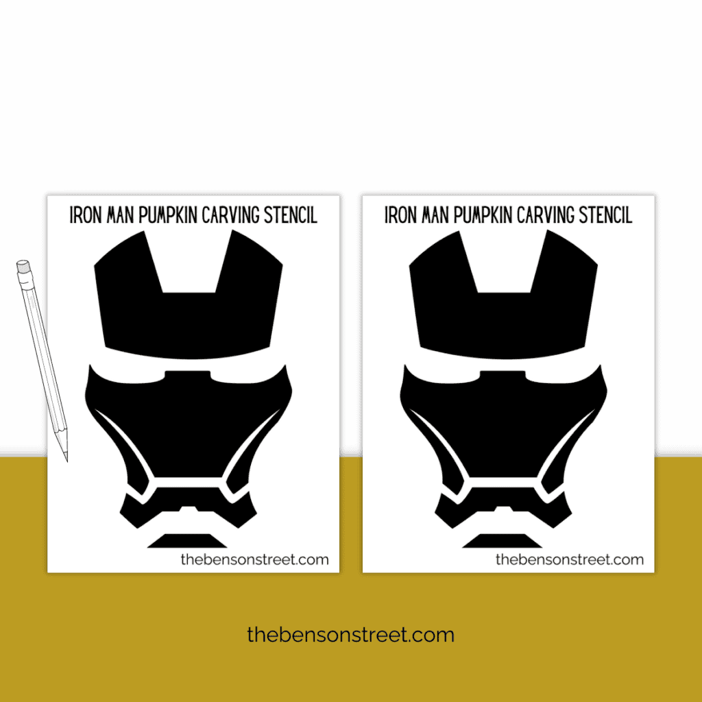 Free Iron Man Pumpkin Stencil Printable Carving Template - The Benson ...