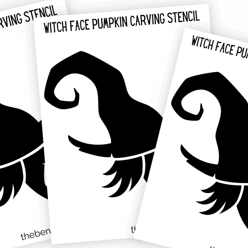 Free Printable Witch Pumpkin Stencil for Halloween Carving - The Benson ...