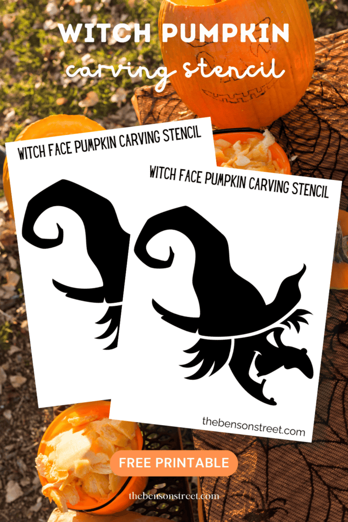 Free Printable Witch Pumpkin Stencil for Halloween Carving - The Benson ...