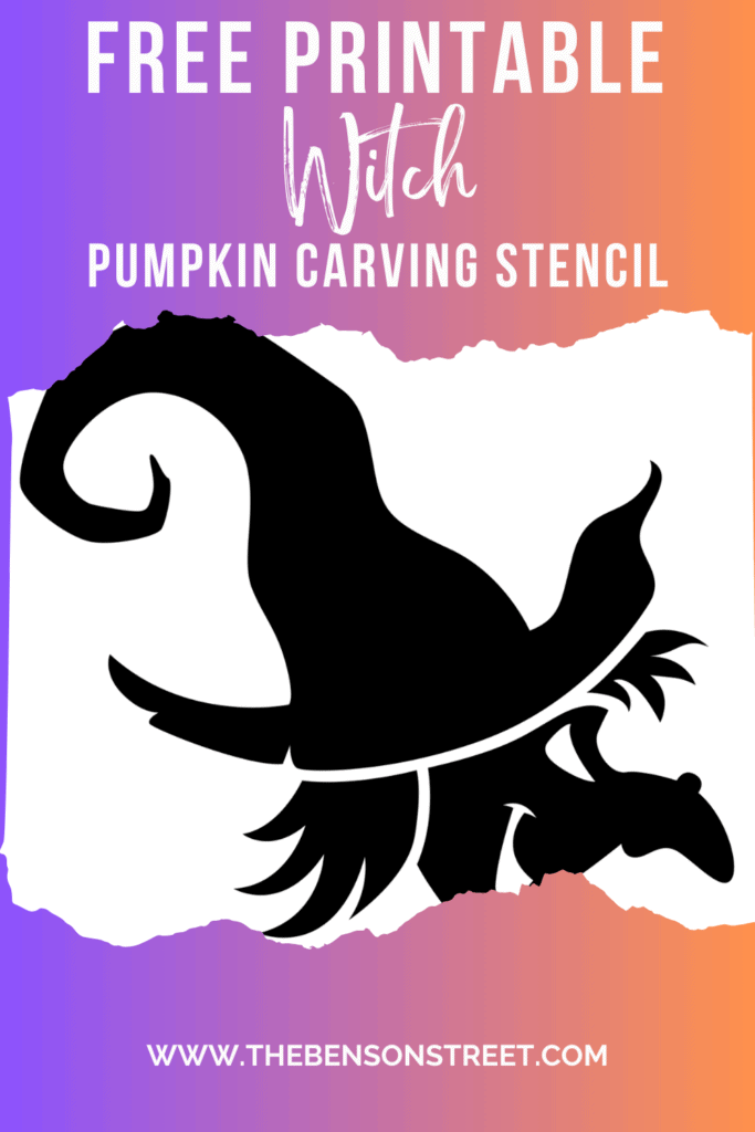 Free Printable Witch Pumpkin Stencil for Halloween Carving - The Benson ...