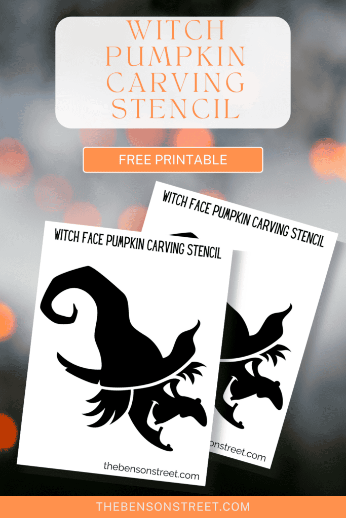 Free Printable Witch Pumpkin Stencil for Halloween Carving - The Benson ...