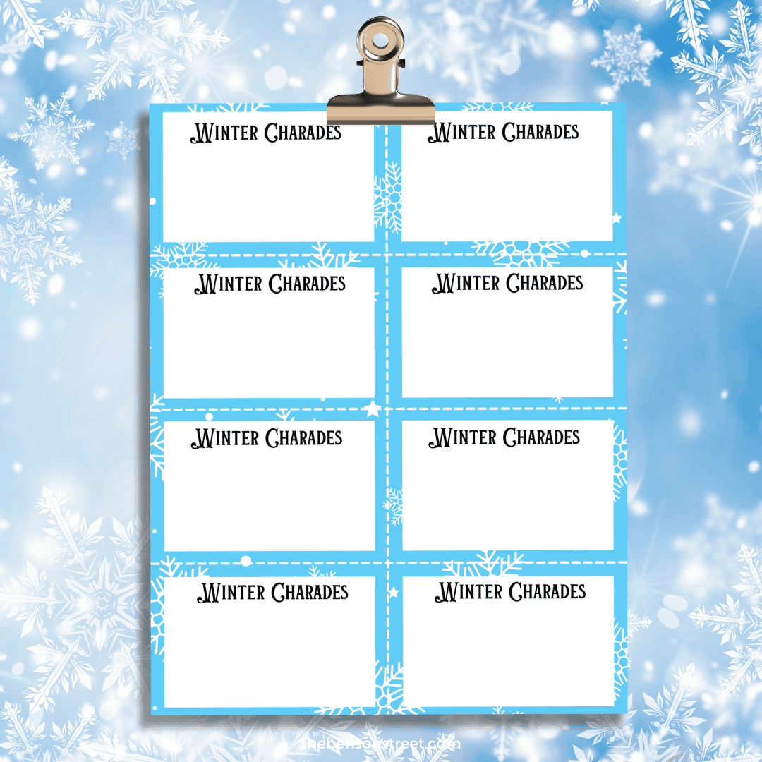 FREE Winter Charades Printable Cards: Party Game - The Benson Street