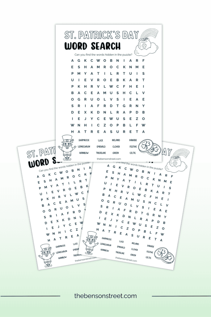 Free Printable St. Patrick's Day Word Search Coloring Page
