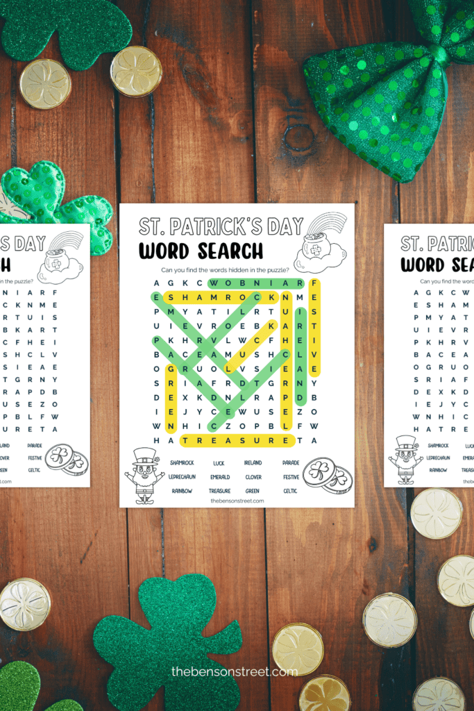 Free Printable St. Patrick's Day Word Search Coloring Page