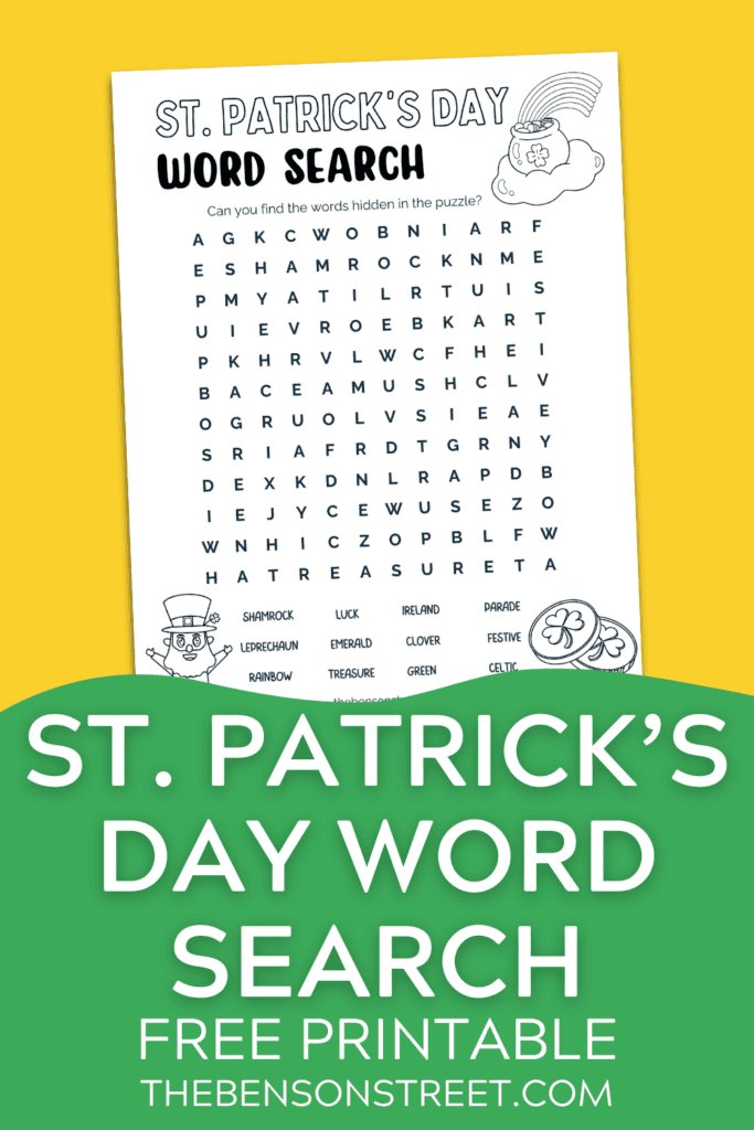 Free Printable St. Patrick's Day Word Search Coloring Page