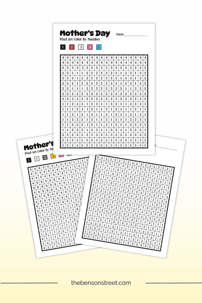 Free Printable Mother's Day Color by Number Pages for Kids