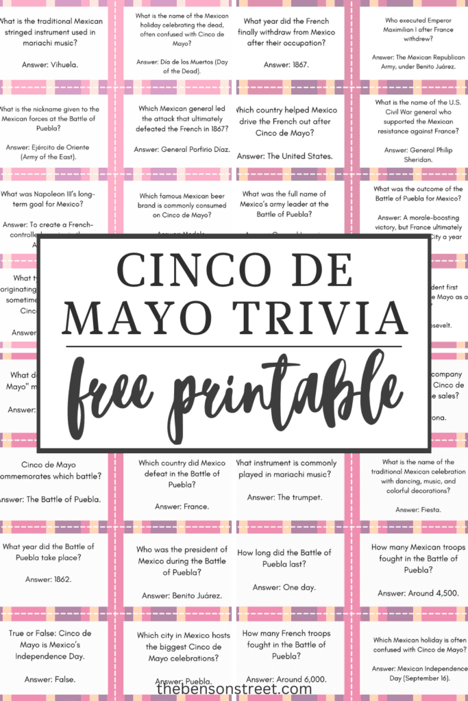 Free Cinco de Mayo Trivia Printable Cards for a Fun Game The Benson