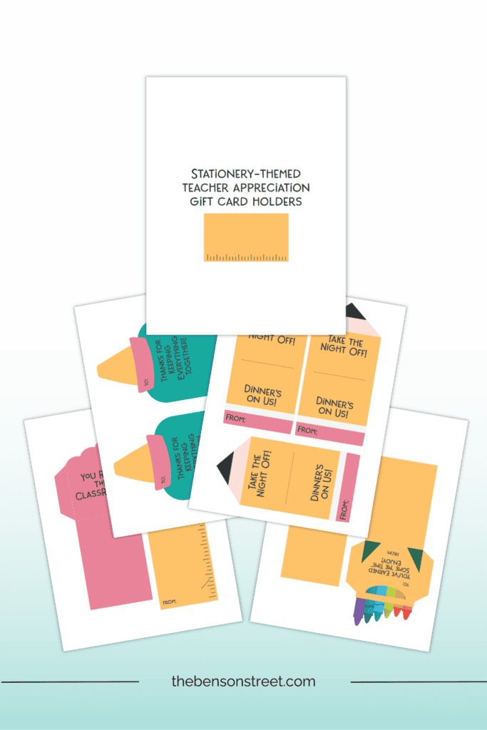 Free Teacher Appreciation Gift Card Holder Printable - The Benson Street