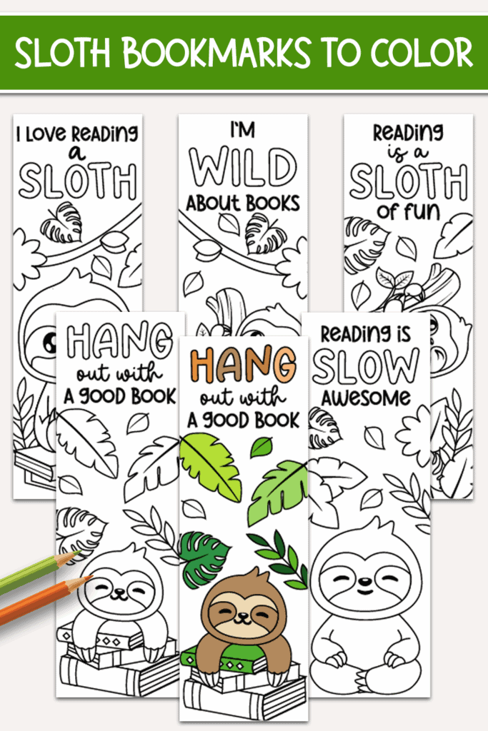 Free Printable Sloth Coloring Bookmarks to Customize - The Benson Street