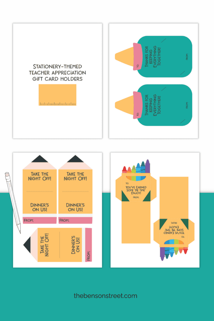 Free Teacher Appreciation Gift Card Holder Printable - The Benson Street