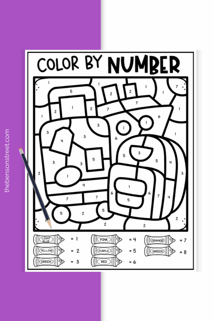 Free Printable Road Trip Color by Number Pages - The Benson Street