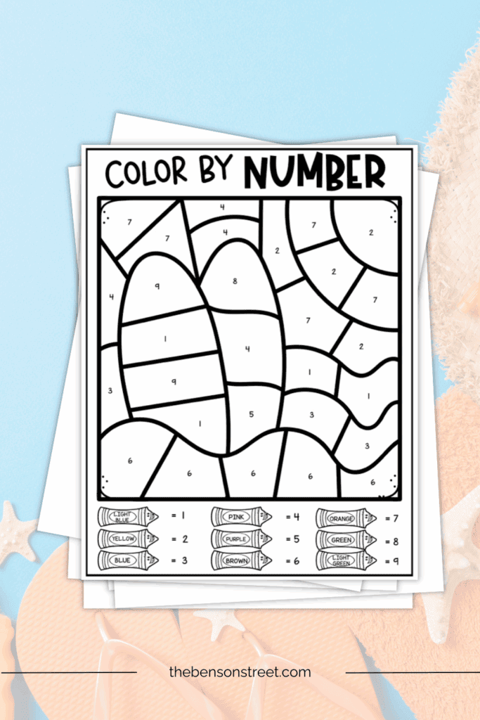 Free Printable Summer Color by Number Pages: 6 Beach Designs - The ...