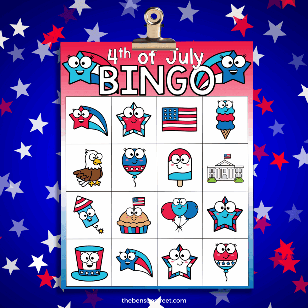FREE 4th of July Bingo Cards Printable: 10 Patriotic Cards - The Benson ...