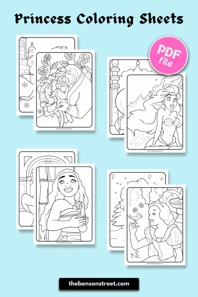 Free Printable Disney Princess Coloring Pages: 8 Sheets