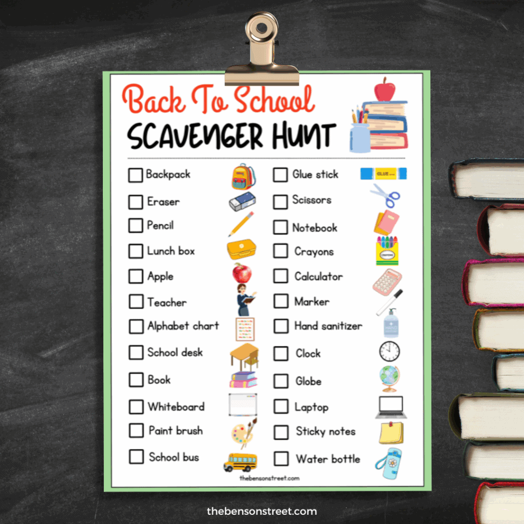 Free Printable Back to School Scavenger Hunt - The Benson Street