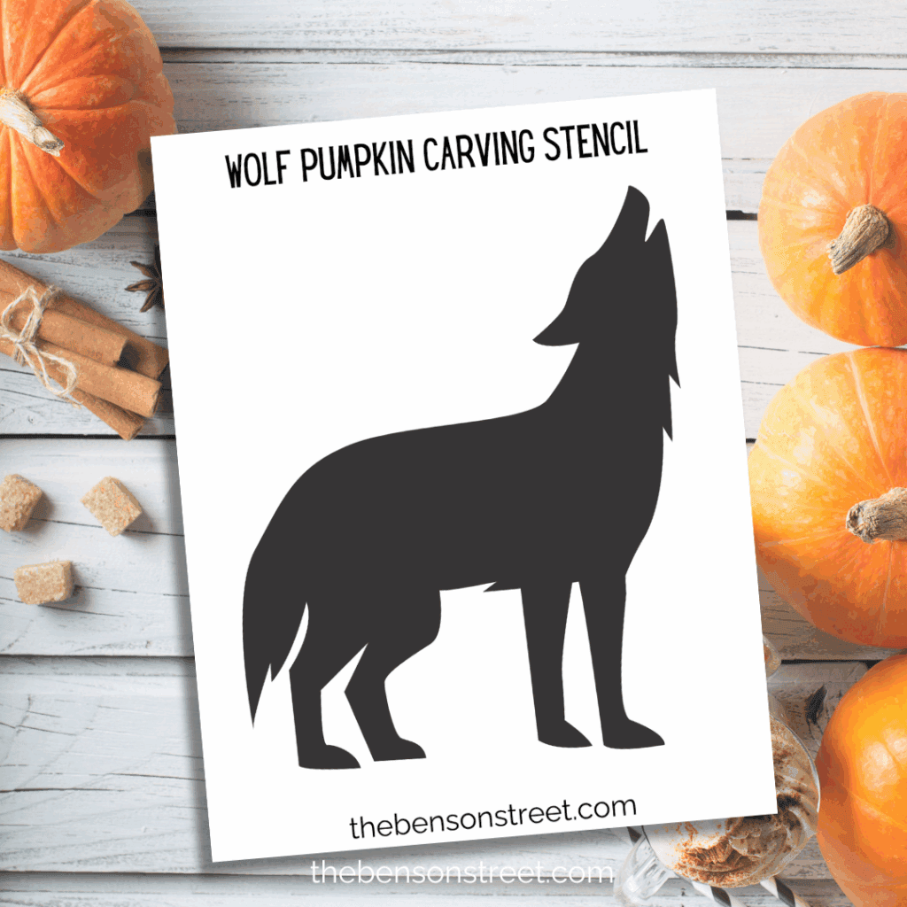 Easy Wolf Pumpkin Stencil