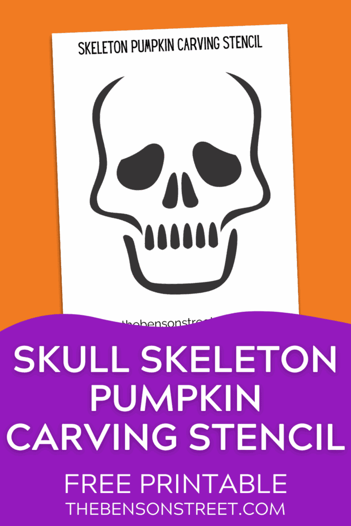 Free Printable Skeleton Pumpkin Stencil Pattern of a Skull - The Benson ...