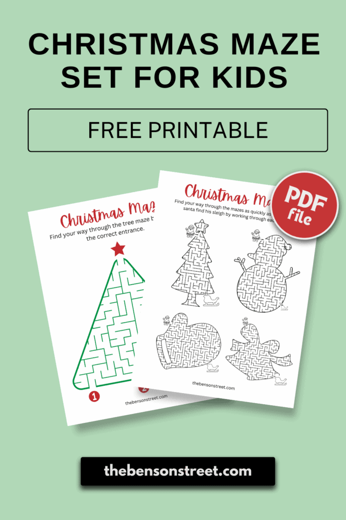 Free Christmas Maze Printable Worksheets for Kids - The Benson Street