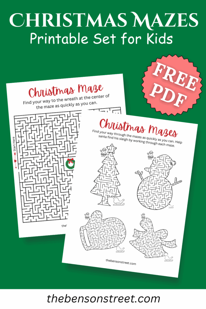 Free Christmas Maze Printable Worksheets for Kids - The Benson Street