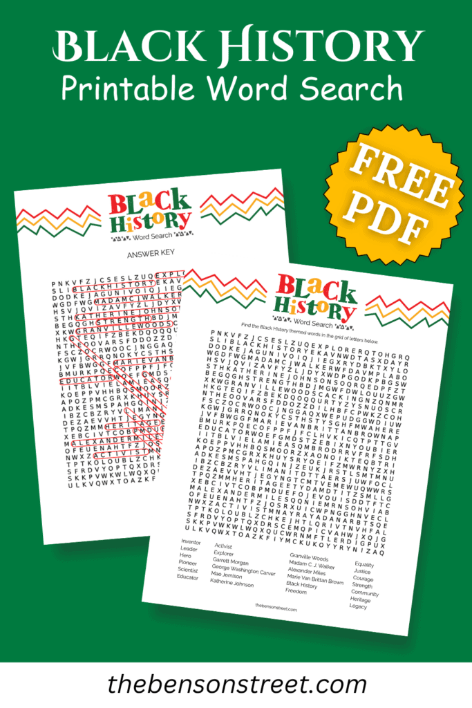 Free Printable Black History Month Word Search for Kids