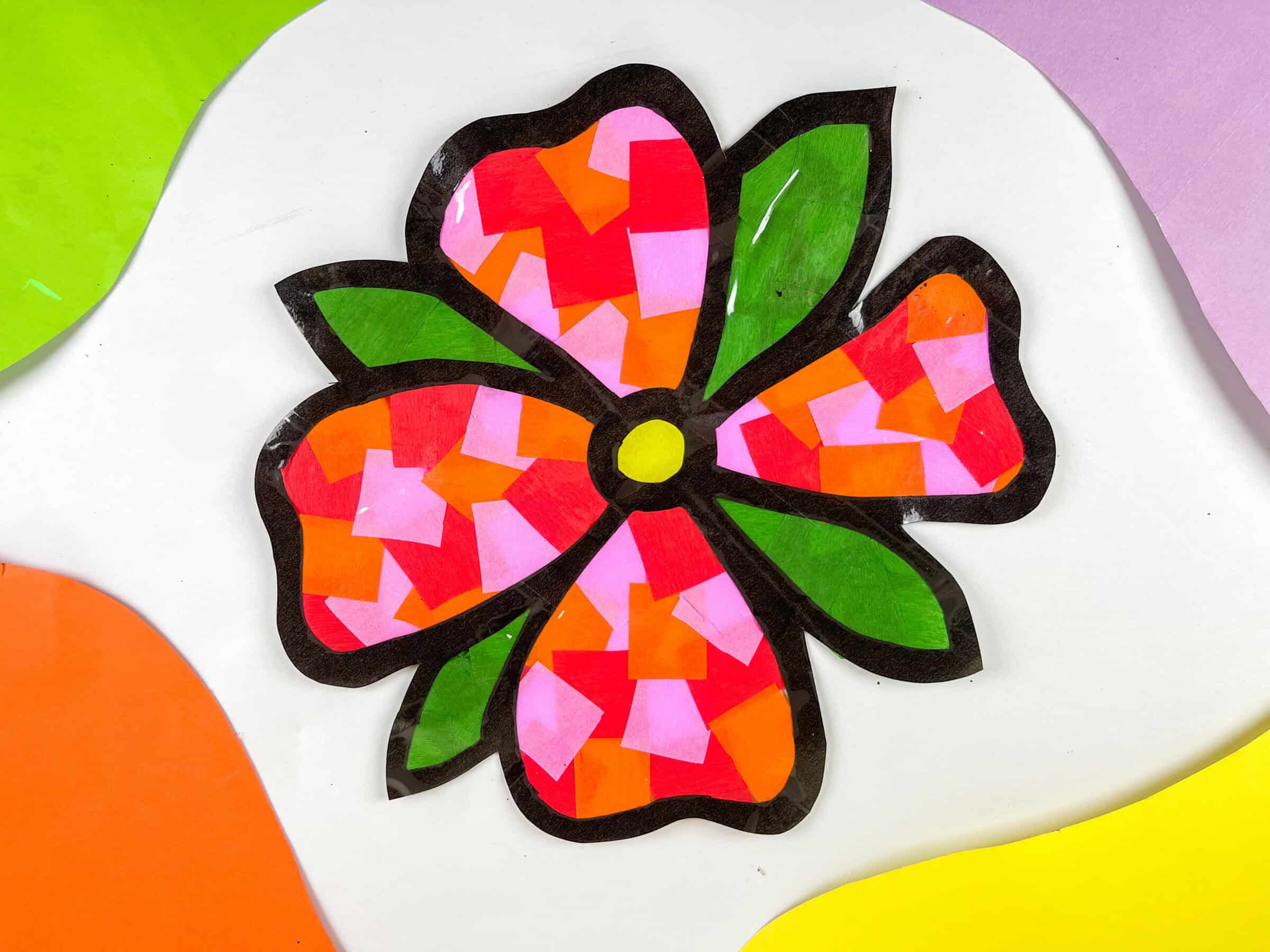 How to Make a Flower Suncatcher Craft for Kids with Template The
