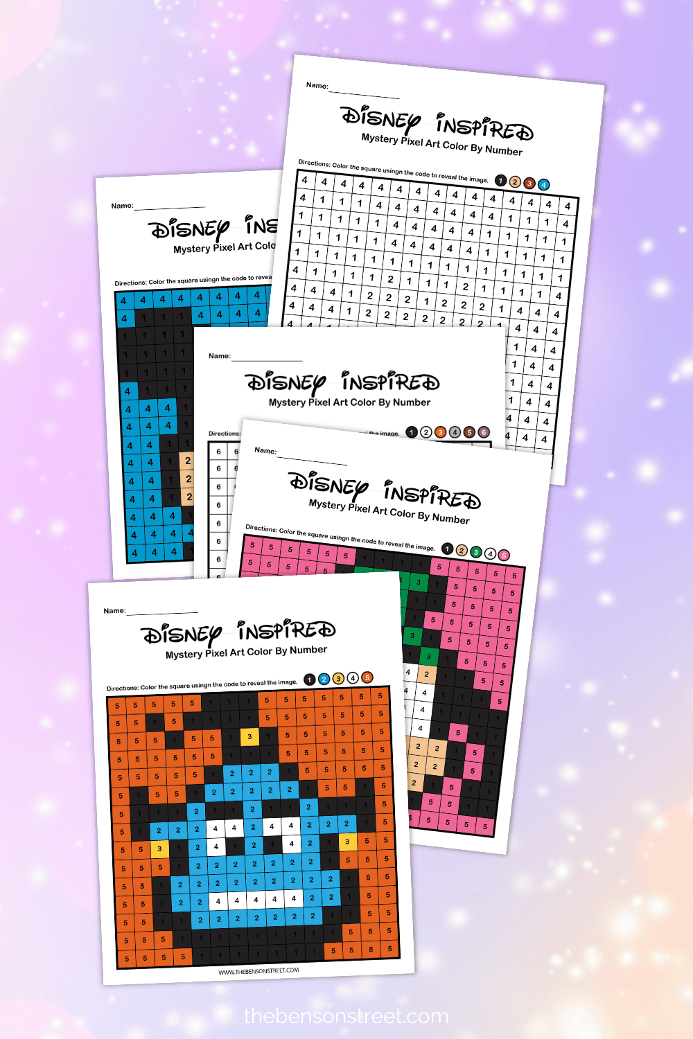 Free Printable Disney Pixel Art Color by Number Pages - The Benson Street