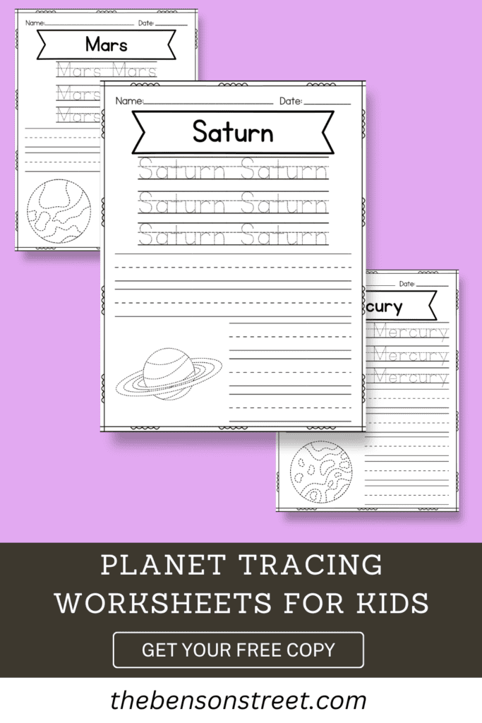 Free Printable Trace and Color Planet Worksheets - The Benson Street