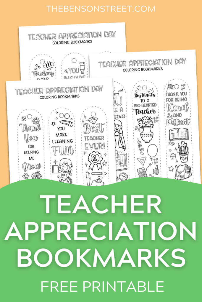 Free Printable Teacher Appreciate Coloring Bookmarks - The Benson Street