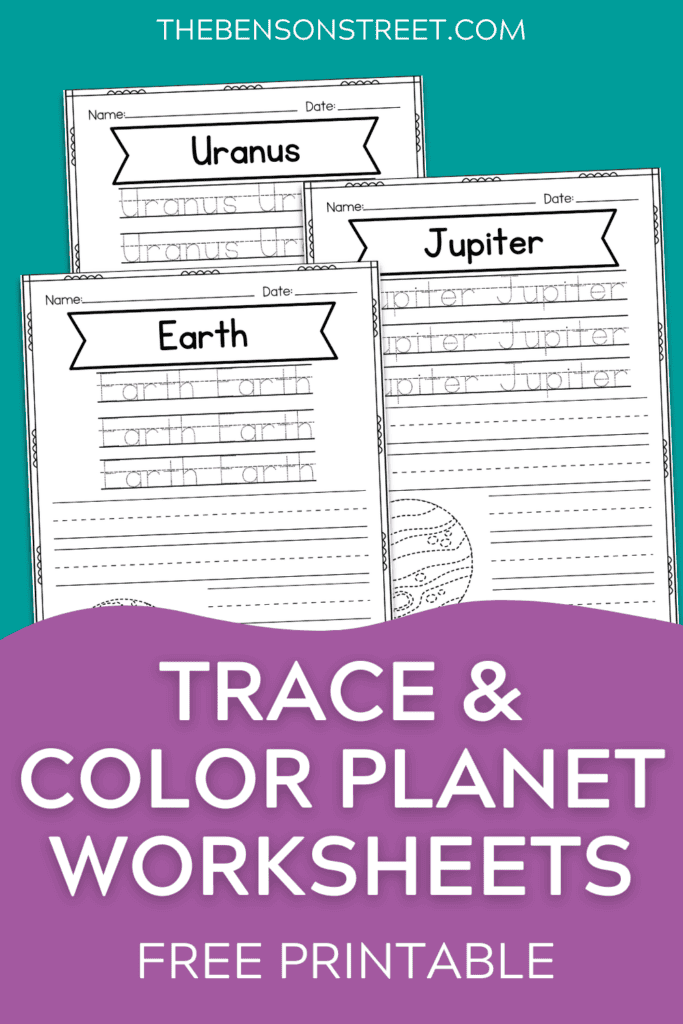 Free Printable Trace and Color Planet Worksheets - The Benson Street