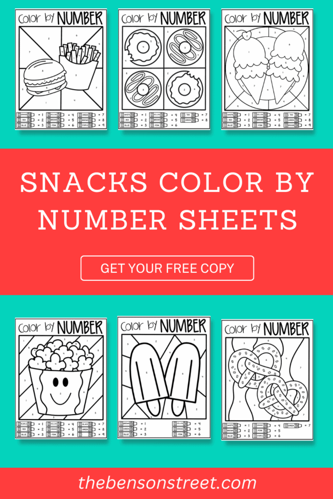 Snack Number Color Free Printable Snacks Color by Number Pages for Kids - The Benson Street