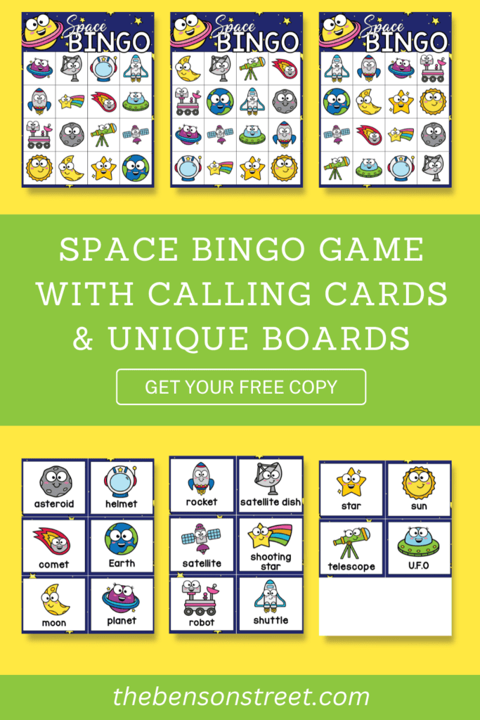 Free Printable Space Bingo Game Boards & Calling Cards - The Benson Street