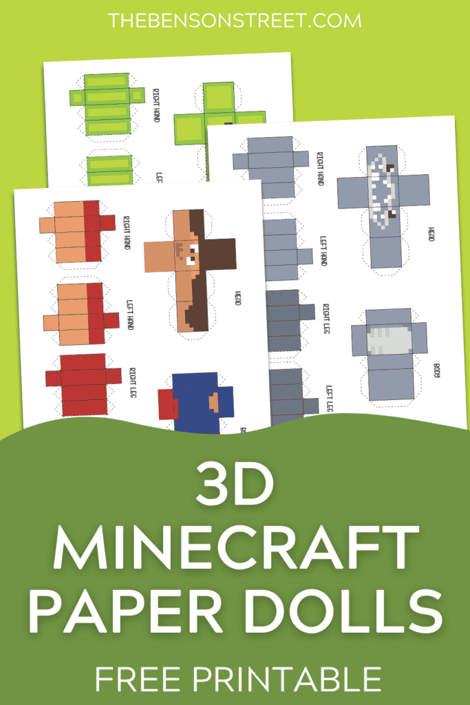Paper Doll Minecraft Java Free Printable 3D Minecraft Paper Dolls: 9 Designs - The Benson Street